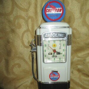 Chevron Gas Station Gasoline Pump - Coin Bank - Clock